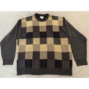 Natural Issue Sweater Men's XL Multi Check 100% Acrylic Long Sleeve Round Neck